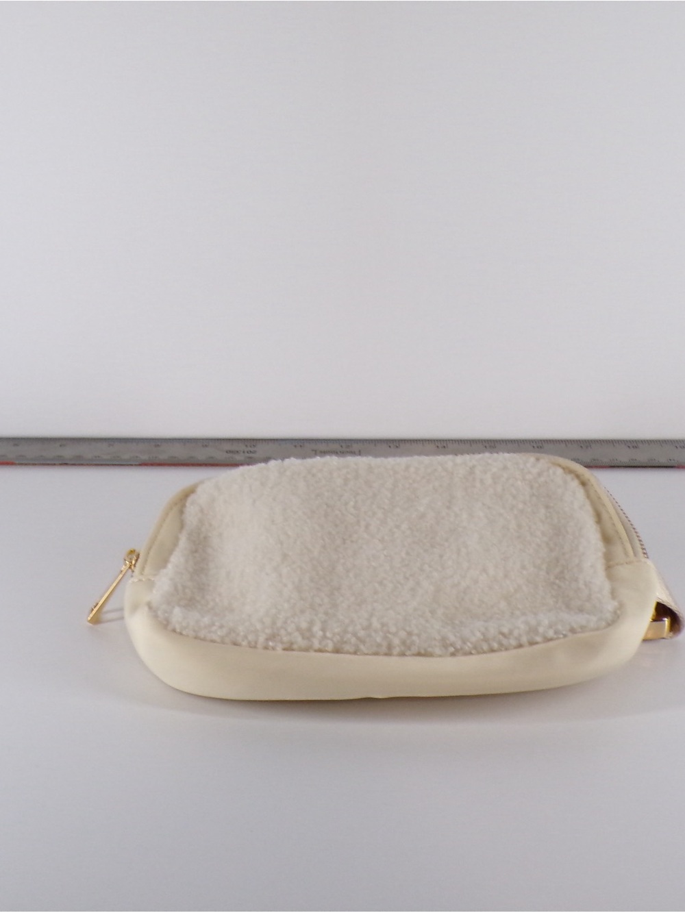 Cream Sherpa Zip Pouch Handbag